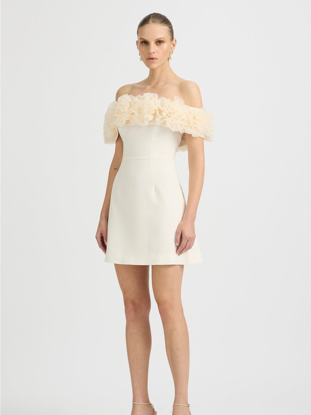 Sonya Moda Australia Nahla Rosette Mini Dress in Cream/butter yellow